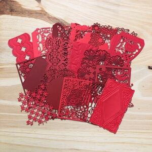 Handmade • Red Die Cut Bundle (17pcs) • Scrapbooking • Craft Supplies